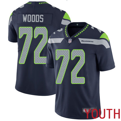 Seattle Seahawks Limited Navy Blue Youth Al Woods Home Jersey NFL Football #72 Vapor Untouchable->youth nfl jersey->Youth Jersey